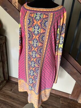 Hale Bob L Bright Pink & Orange Printed Shift Dress